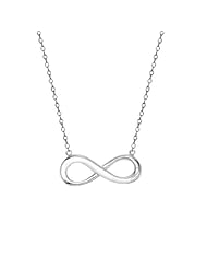 14K Solid White Gold High Polished Eternal Infinity Charm Necklace with Rolo Link Chain *Made in the U.S.A.* Available in 16" and 18"