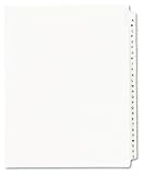 Avery 01400 Avery Avery-Style Legal Side Tab Dividers, 26-Tab, A-Z, Letter, White, 26/Set, Carton of 20 sets