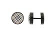 Anodized Black Stainless Steel Fake Plugs with Plaid Design - 16g Wire - 8mm - Sold as a Pair