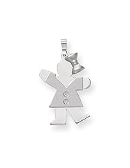 14k White Gold AA Diamond Kid Pendant
