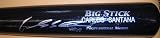 Carlos Santana Signed Baseball Bat Black Cleveland Indians COA
