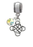 Celtic Knot Cross European Charm Bead Hanger with AB Swarovski Crystal Drop