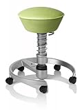 SWOPPER CLASSIC 3D-Aktiv-Bürostuhl Hocker Sitzpolster Normal, Farbe pistacchio, Fussring mit Rollen nach DIN EN 12529, Feder MEDIUM, Basis Titan, Federfarbe wie Basis (SWOP22TR)