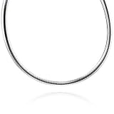 Sterling Silver Shiny Omega Necklace- 17"