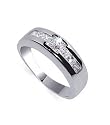 Mens .925 Sterling Silver Band Clear Cubic Zirconia Ring