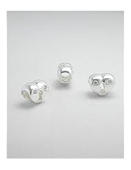 Heart CZ Bead In 92.5 Sterling Silver