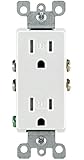Leviton T5325-W 15 Amp 125 Volt, Tamper Resistant, Decora Duplex Receptacle, Straight Blade, Grounding, White