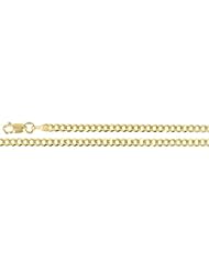 2mm 14K Yellow Gold Solid Concave Curb Classic Link Chain Necklace with Secure Lobster Claw Lock Clasp - 18" inches