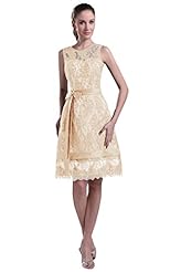 Sleeveless Scoop Neck Lace Cocktail Knee Length Evening Dress/Mother-of-the-Bride Dress/Prom Dress/Party Dress/Wedding Dress 