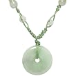 Natural Grade A Jadeite Jade Harmony Circlet Coin (Bi) Green Cord Necklace