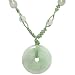 Natural Grade A Jadeite Jade Harmony Circlet Coin (Bi) Green Cord Necklace