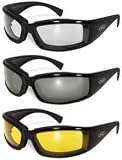 3 Stray Cats Motorcycle Glasses Sunglasses Smoked Clear Yellow New