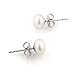 Amazon Collection White Freshwater Cultured Pearl Button Earrings (6.5-7mm)