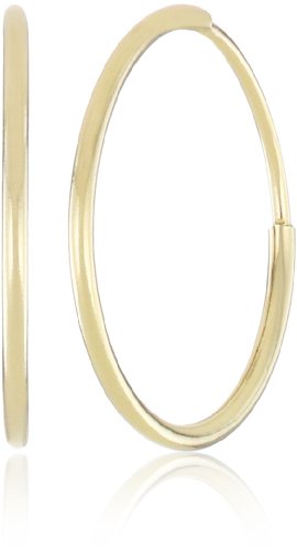 Duragold 14k Yellow Gold Endless Hoop Earrings, (0.45" Diameter)