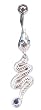 Blue Crystal Big Snake Serpant Steel Belly Ring Barbell
