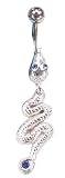 Blue Crystal Big Snake Serpant Steel Belly Ring Barbell - B00065G0LM