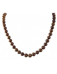 14k 8-8.5mm dyed chocolate freshwater cultured pearl necklace, 18"