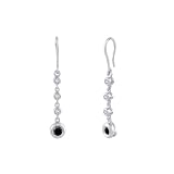 10K White Gold 1/4 ct. Black and White Diamond Bezel Set Dangle Earrings