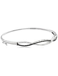 Sterling Silver 1/2Cttw Black and White Diamond Twist Bangle Bracelet (1/2Cttw, I-J Color, I2-I3 Clarity)