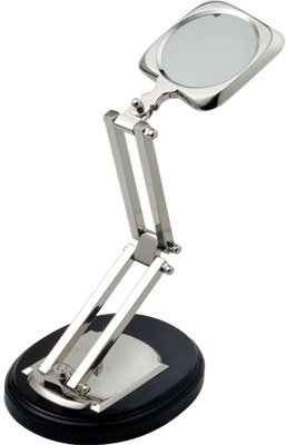 Nickel Plated Brass Magnifying Glass on Stand