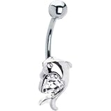 DOLPHIN HEART Crystalline Belly Ring