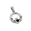 Sterling Silver Celtic Claddagh Black Onyx Inlay Heart Charm Pendant