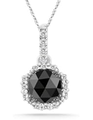 4/5 (0.77-0.85) Cts Black & White Diamond Pendant in 14K White Gold