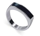 Black Onyx Band Polished .925 Sterling Silver Ring