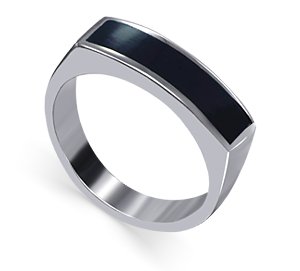 Black Onyx Band Polished .925 Sterling Silver Ring