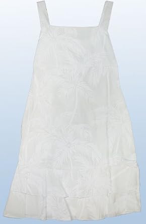 White Palm Trees Double Ruffle Bottom Hawaiian Aloha Tie Back Sun Dress
