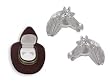 Western Crystal HORSE HEAD EARRINGS in Brown Cowboy Hat Gift Box