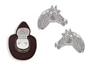 Western Crystal HORSE HEAD EARRINGS in Brown Cowboy Hat Gift Box!