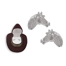 Western Crystal HORSE HEAD EARRINGS in Brown Cowboy Hat Gift Box