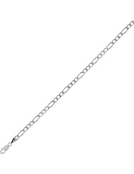 sterling silver 20" 3.4mm polish diamond cut figaro chain with lobster clasp 20 inches long