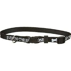 Harley-Davidson 3/8" Reflective Bad to the Bone Adjustable Collar, 3/8" Width, Color:Black
