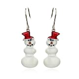 Sterling Silver Cubic Zirconia Snowman Earrings by Cheline