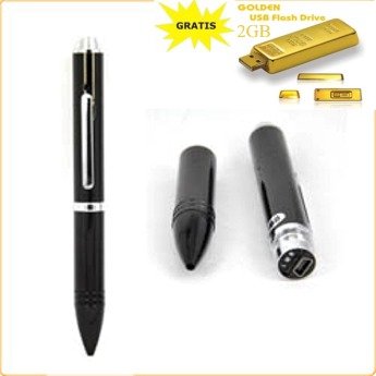 SpyPen 8GB mit 1280 X 960 30fps Video Kamera, 1600 X1200 Fotografie, Web Kamera gratis 2GB Goldbarren usb stick Kamera Kugelschreiber