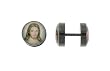 Anodized Black Stainless Steel Fake Plugs with Jesus - 16g Wire - 8mm - Sold as a Pair