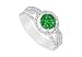 Emerald and Diamond Engagement Ring : 14K White Gold - 1.25 CT TGW