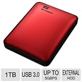 Western Digital My Passport 1 TB USB 3.0 Portable Hard Drive - WDBBEP0010BRD-NESN (Red)