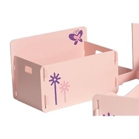 KIDS Room Furniture: Pretty Pink Butterfly Children's Girl's Bedroom Wooden Toy Storage Box
