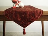 Classic Red Table Runner 70 - Embroidered Taffeta