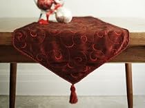 Classic Red Table Runner 90" - Embroidered Taffeta