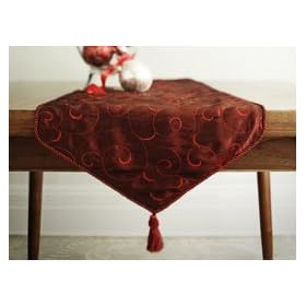 Buy Classic Red Table Runner 90 - Embroidered Taffeta by Sterling Pear