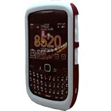 PREMIUM 2 IN 1 WHITE THIN SILICONE SKIN WITH RED RUBBERIZED SNAP ON HARD SKIN COVER CASE FOR BLACKBERRY CURVE 8520 8530 ULTIMATE PROTECTION