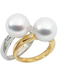 18K Yellow Gold - South Sea Cultured Pearl & Diamond Ring