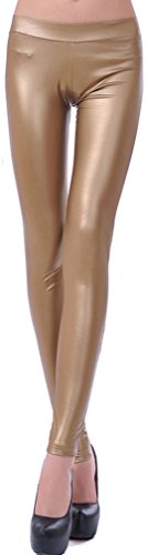 Pandolah Women's Faux Leather Stretchy Low Waist Leggings