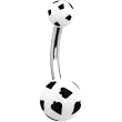 White Black Acrylic Spade Belly Ring