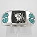Southwestern Style Buffalo Ring in Sterling Silver with Turquoise Chip Inlay Buffalo Tracks for Men or Women, Sizes 5, 6, 7, 8, 9, 10, 11, 12, 13, 14 and 15, #10134