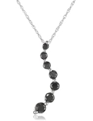 10k White Gold, Black and White Diamond Pendant Necklace with Chain, (.5 cttw, I2-I3 Clarity), 17"